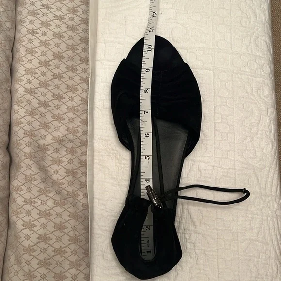 🆕 Longchamp Drawcord Toggle Leather and Suede Sandal in Black. Size 40 - Picture 7 of 9